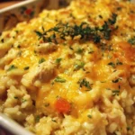 Pioneer Woman Chicken Rice Casserole served in a bowl with a spoon