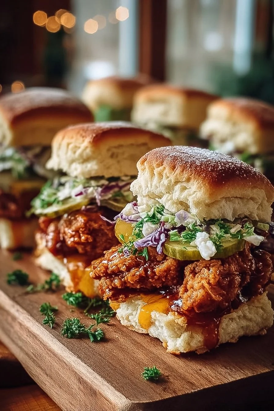 Spicy-Sweet Hot Honey Chicken Biscuit Sliders